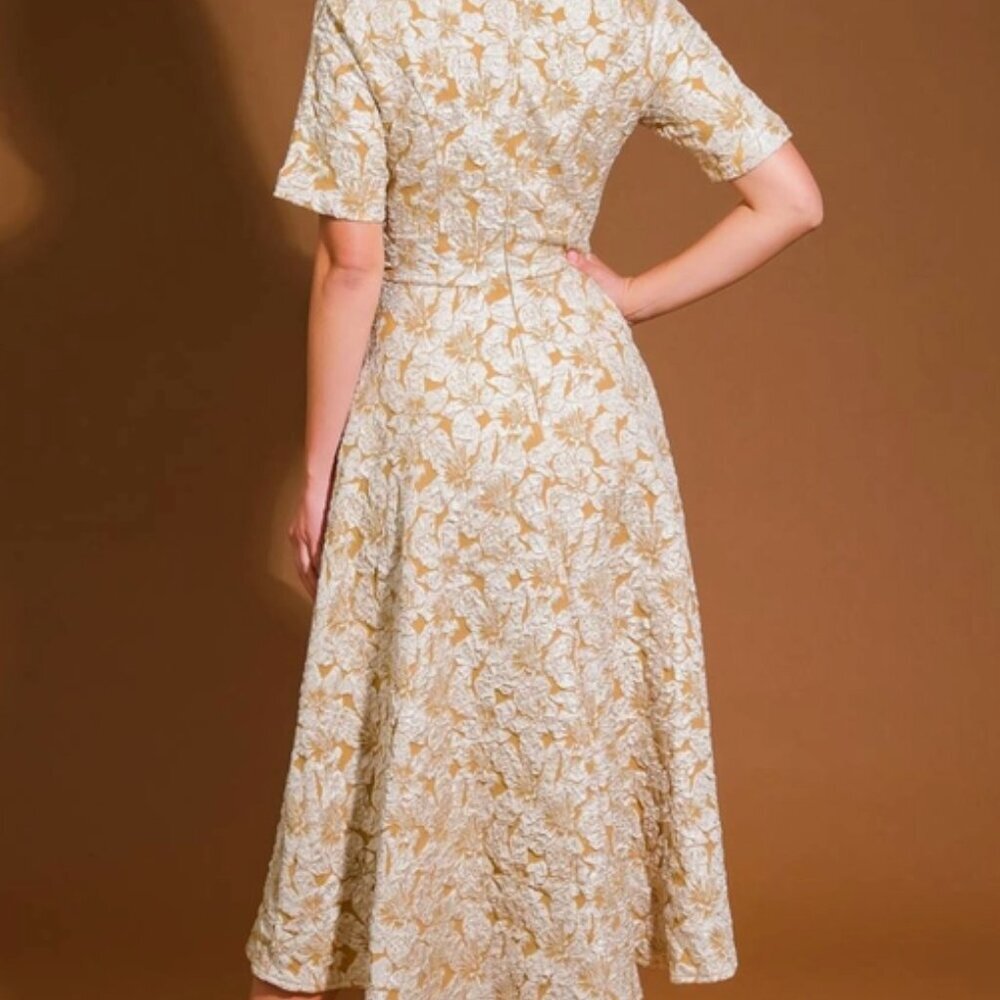 406. Textured Woven Fall Midi Dress - Picture 2 of 3